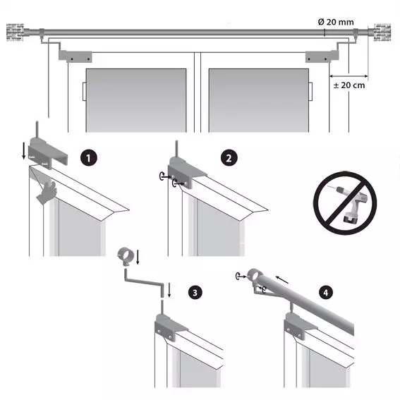 Eminza Lot De 2 Supports Fix'vit (L180 - D20 Mm) Noir