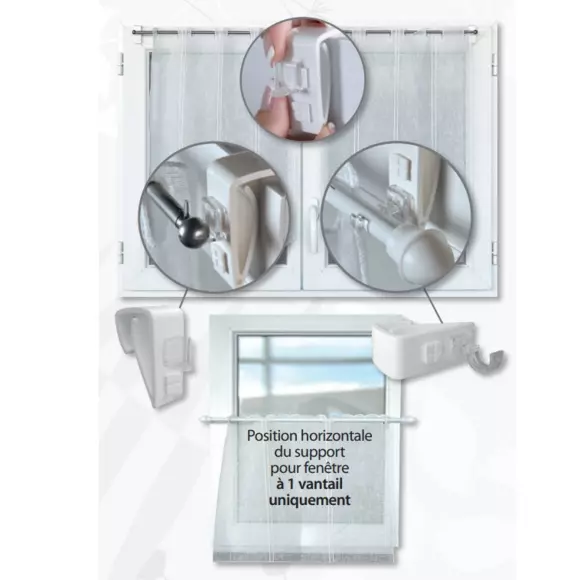 Eminza Lot De 2 Supports Tringle Clip Blanc