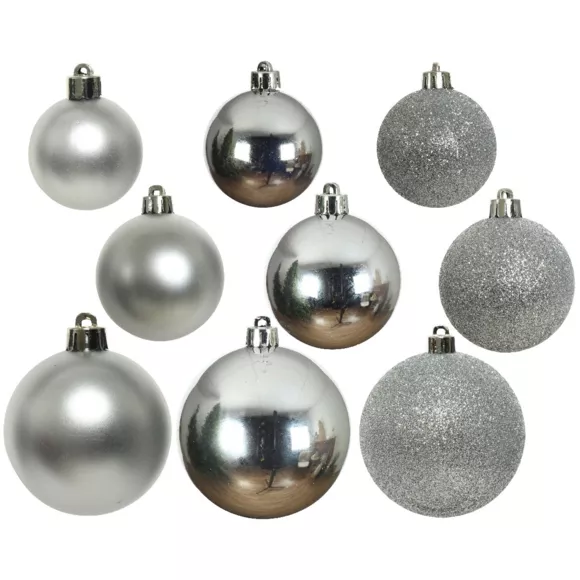 Eminza Lot De 26 Boules De Noël Lara Argent