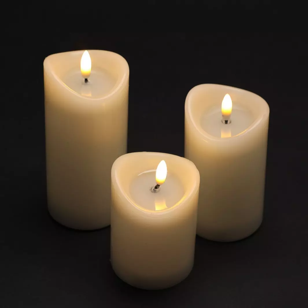 eminza Lot de 3 bougies LED (H10 cm) Vouy Ivoire