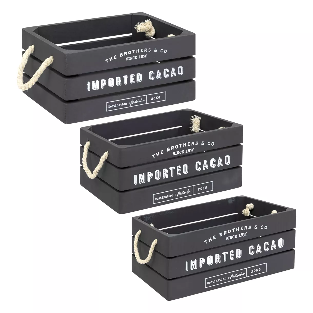 eminza Lot de 3 cagettes bois Denys Grises