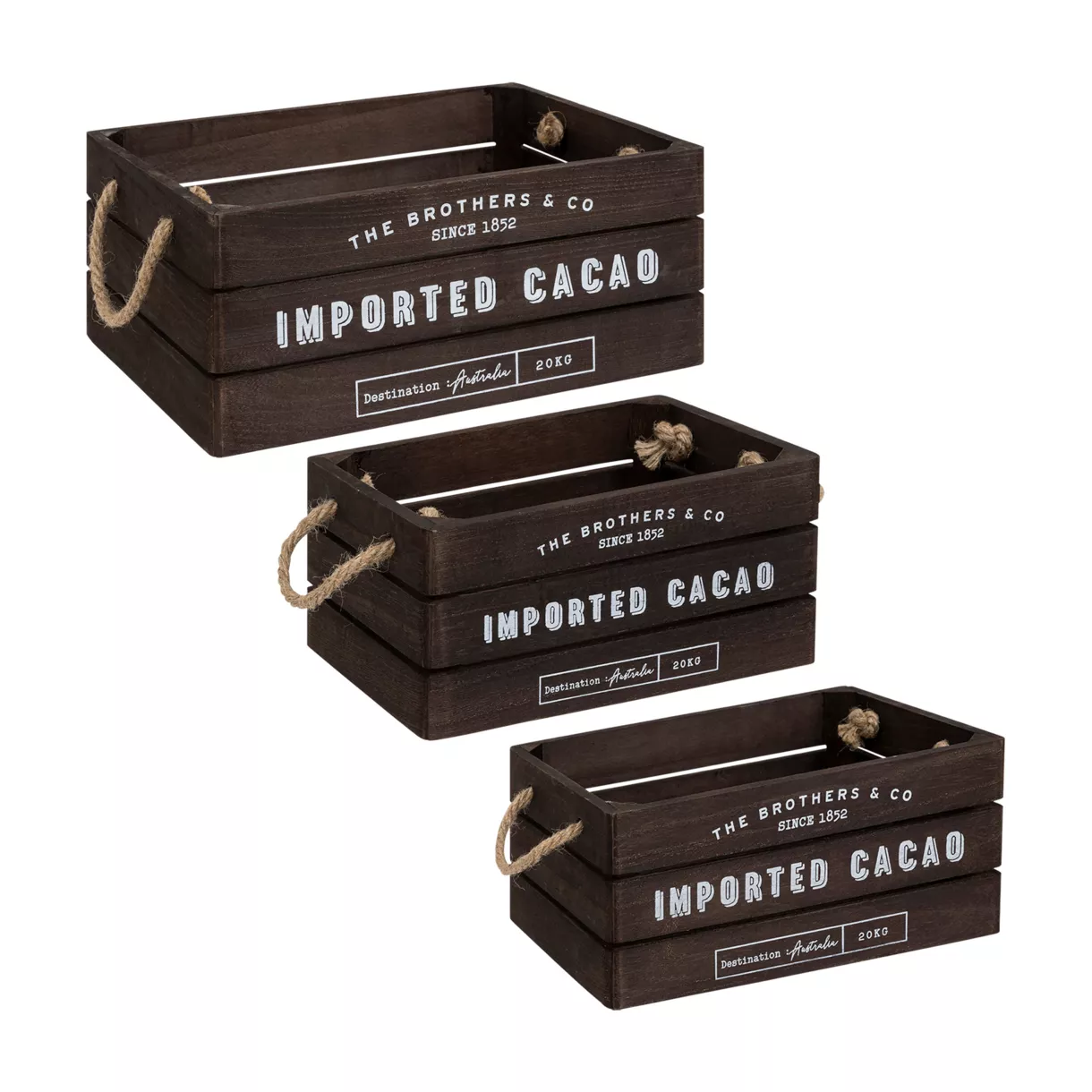 eminza Lot de 3 cagettes bois Denys Marron