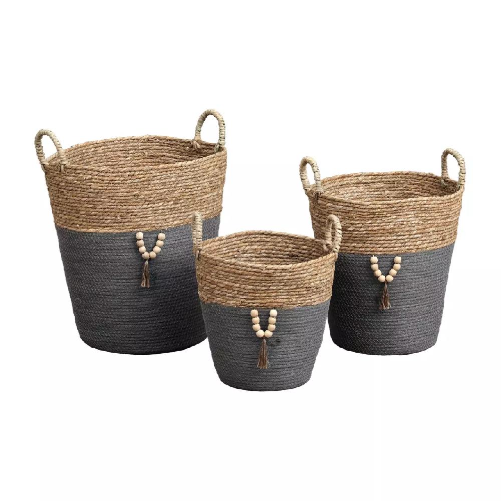 eminza Lot de 3 paniers à linge (H45 cm) Jya Gris