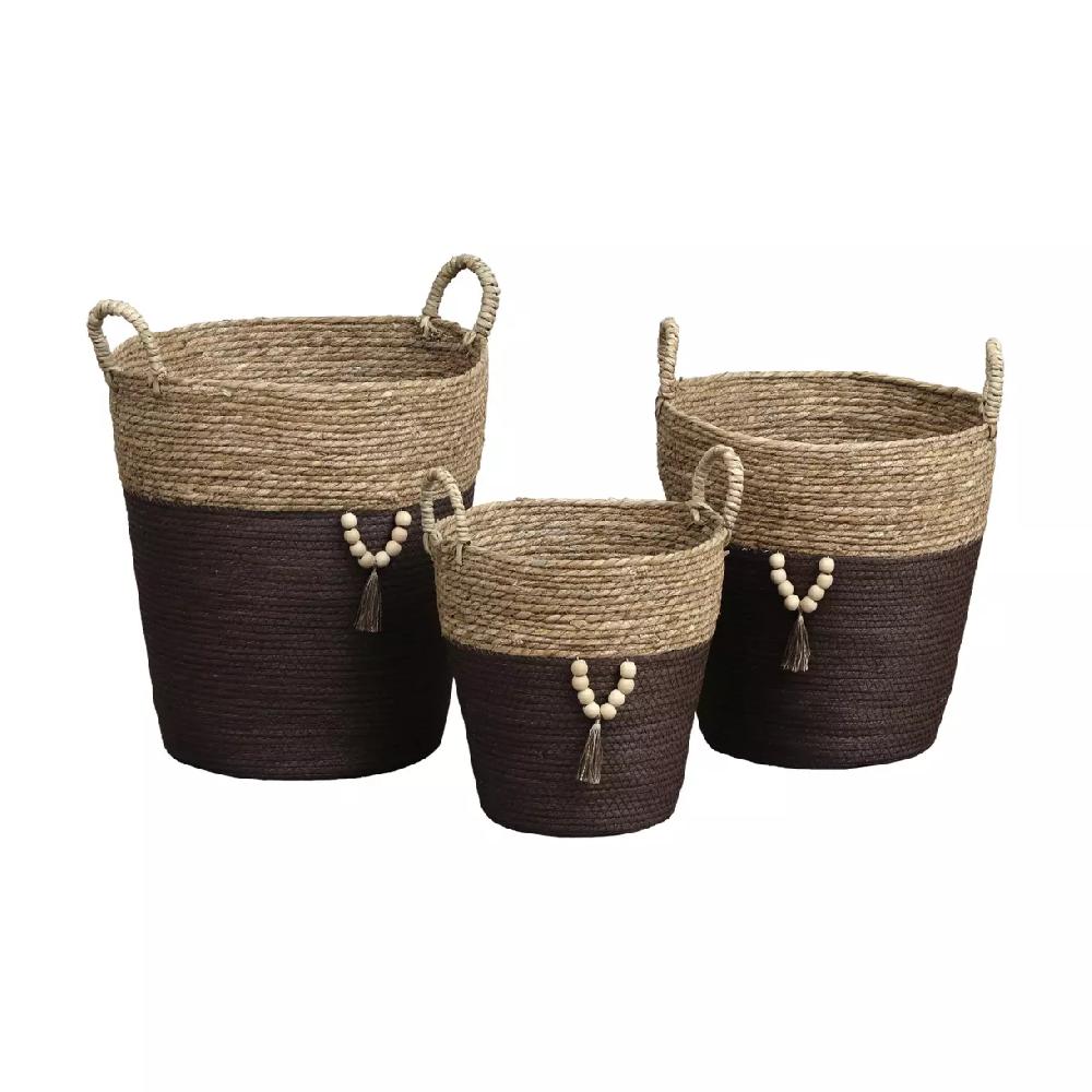 eminza Lot de 3 paniers à linge (H45 cm) Jya Taupe