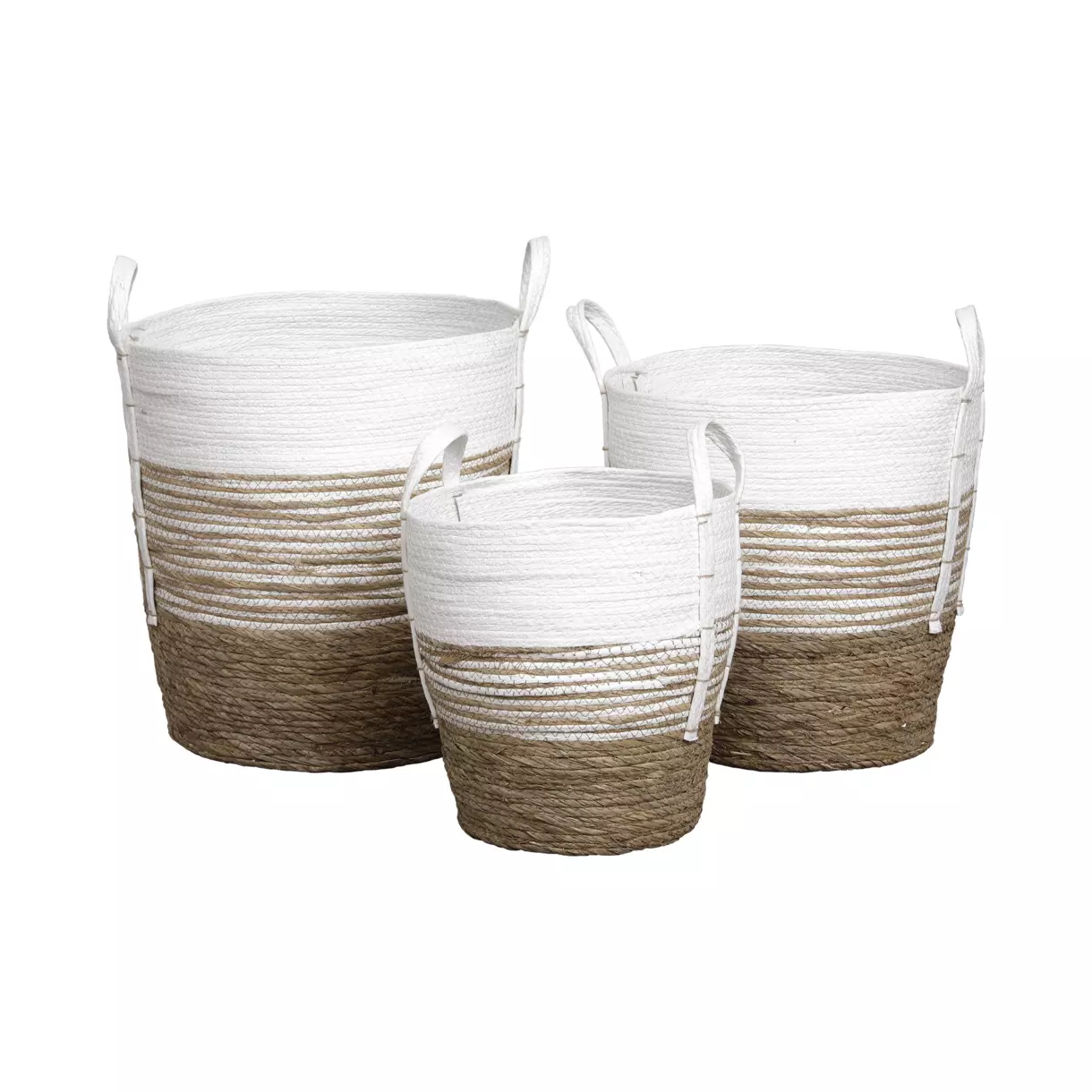 eminza Lot de 3 paniers à linge (H47 cm) Seo Blanc