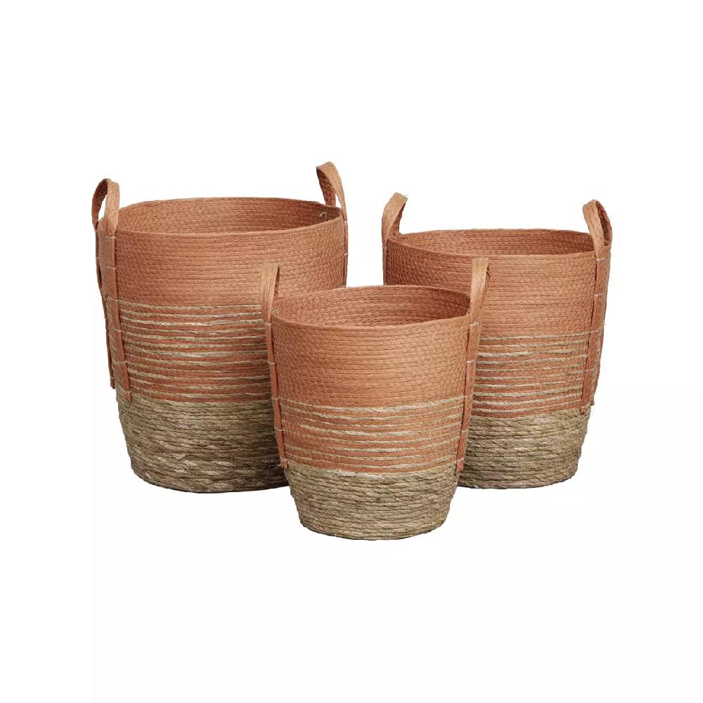 eminza Lot de 3 paniers à linge (H47 cm) Seo Corail