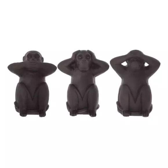 Eminza Lot De 3 Singes Déco (H24 Cm) Sagesse Noir