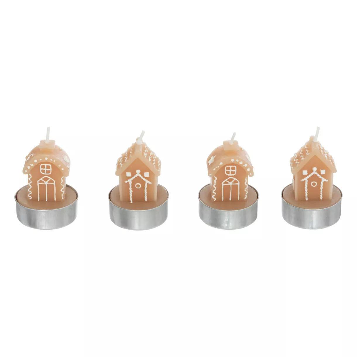 eminza Lot de 4 bougies (H6 cm) Maisons de village