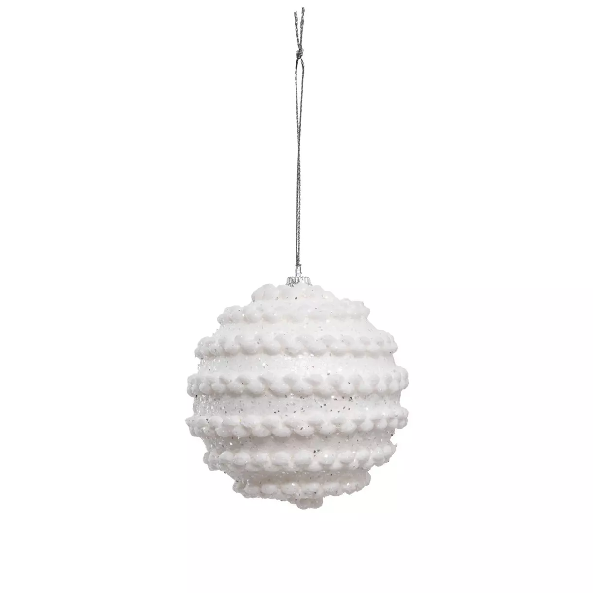 eminza Lot de 4 boules de Noël (D80 mm) Maille Blanc