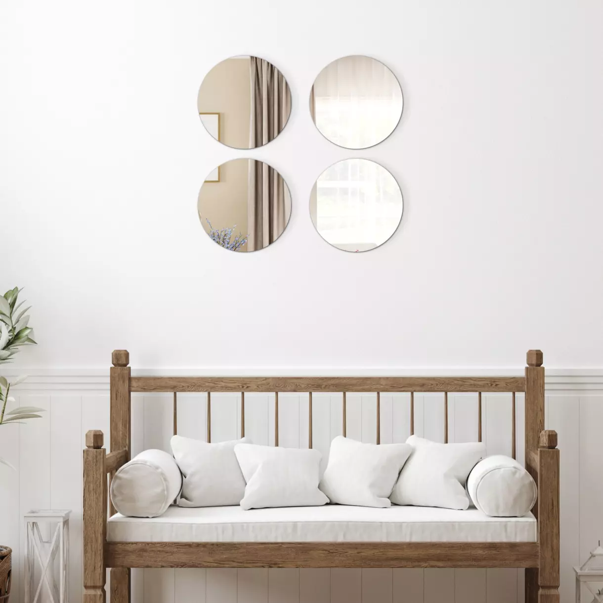 eminza Lot de 4 miroirs adhésifs (D30 cm) Ronds