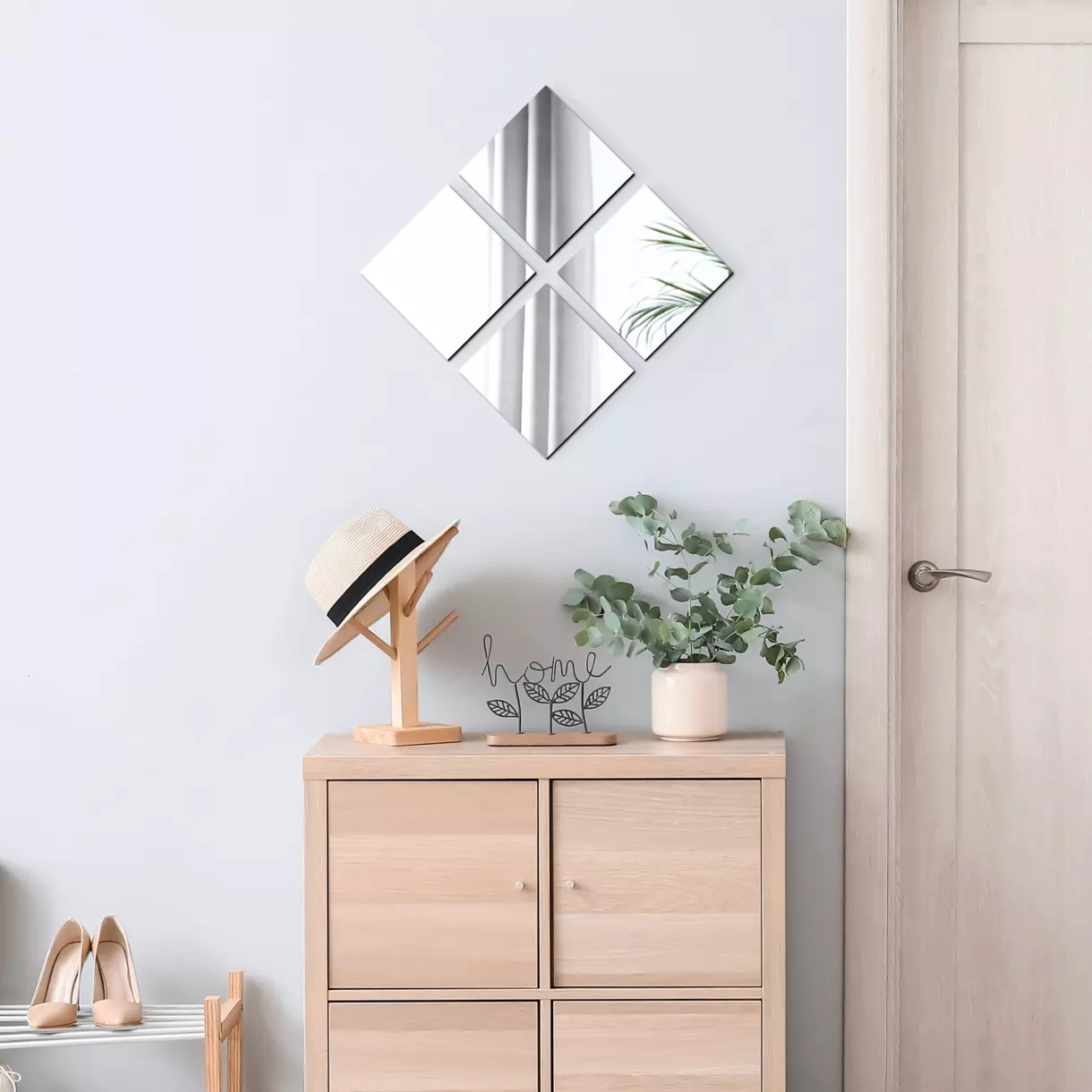 Eminza Lot De 4 Miroirs Adhésifs (H20 Cm) Carrés