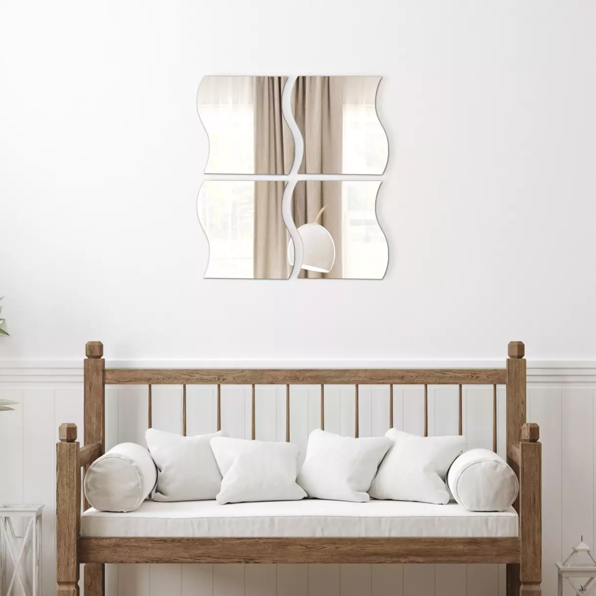eminza Lot de 4 miroirs adhésifs (H30 cm) Vagues