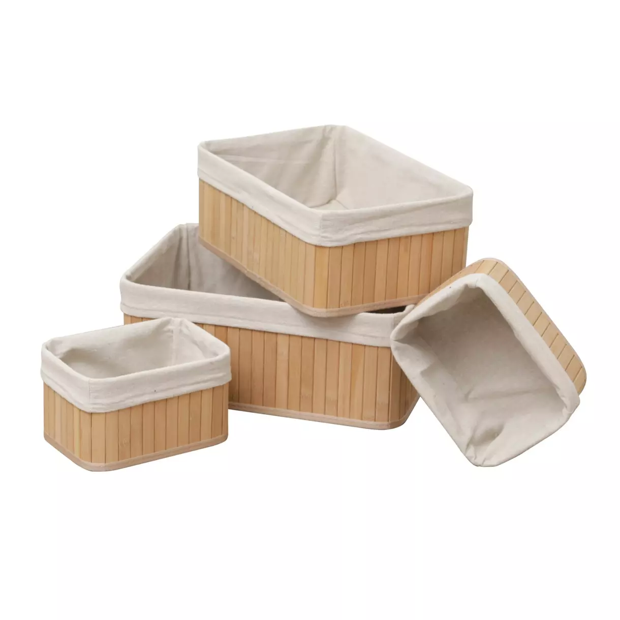 eminza Lot de 4 paniers Anako Ecru