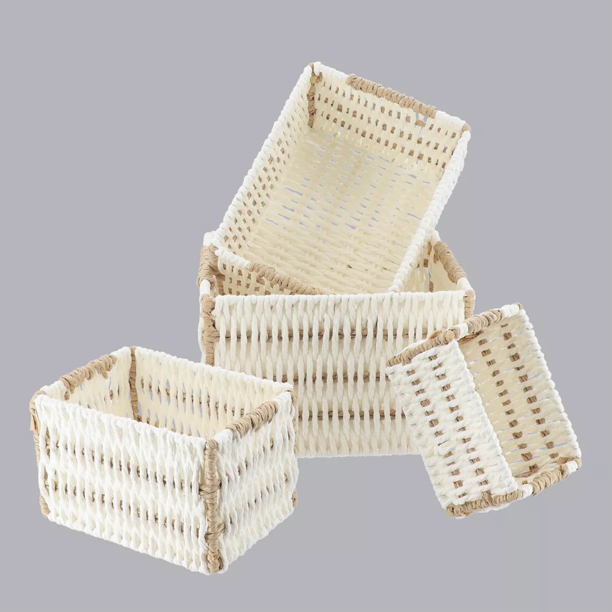 eminza Lot de 4 paniers de rangement Paper Blanc