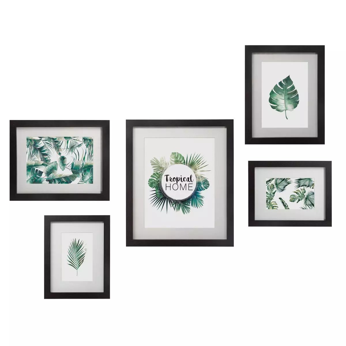 eminza Lot de 5 cadres Tropical Noir