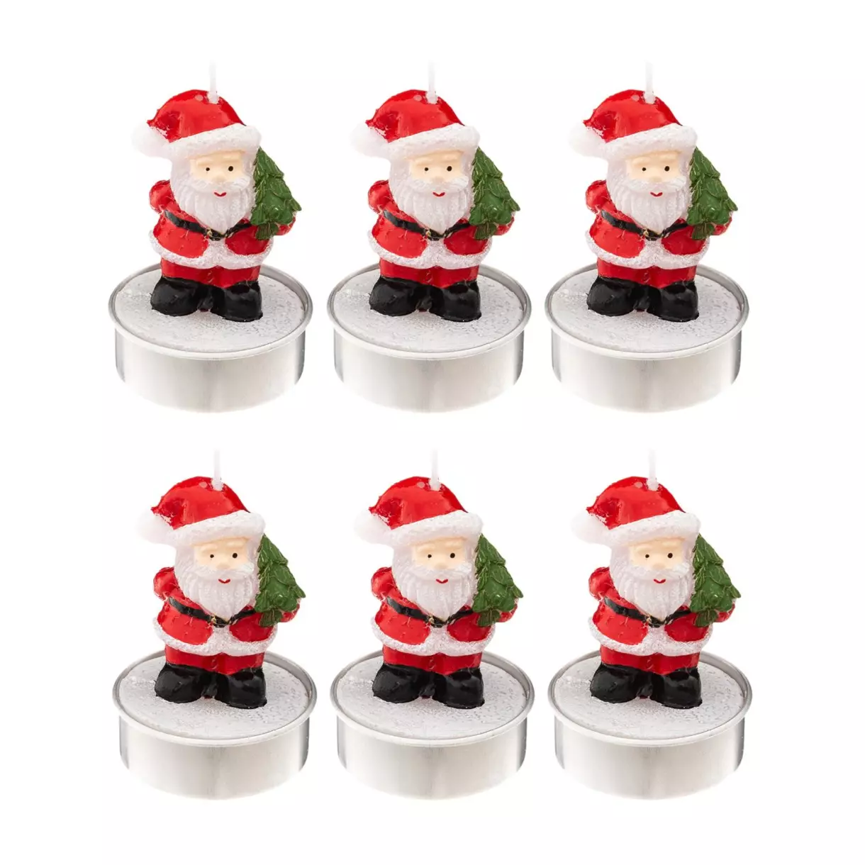 eminza Lot de 6 bougies (H6 cm) Père Noël Rouge
