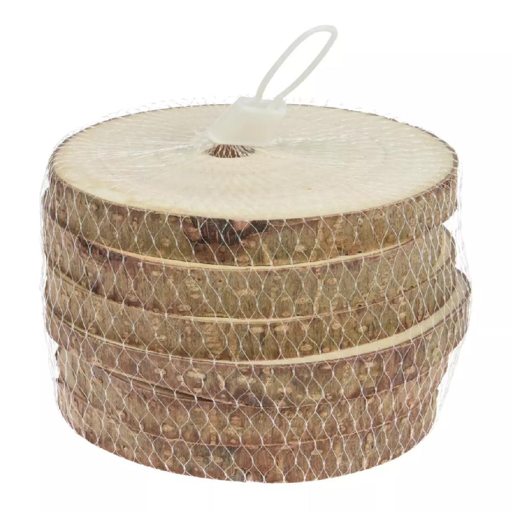 eminza Lot de 6 dessous de verre Rondins Naturel