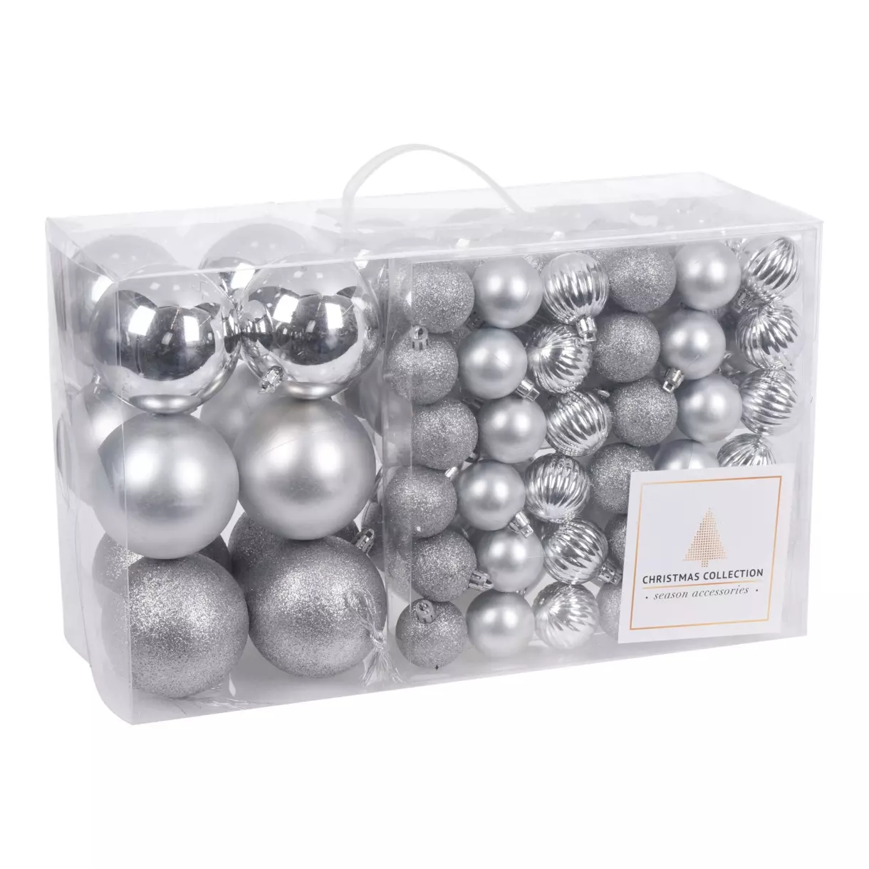 eminza Lot de 94 boules de Noël Season Argent
