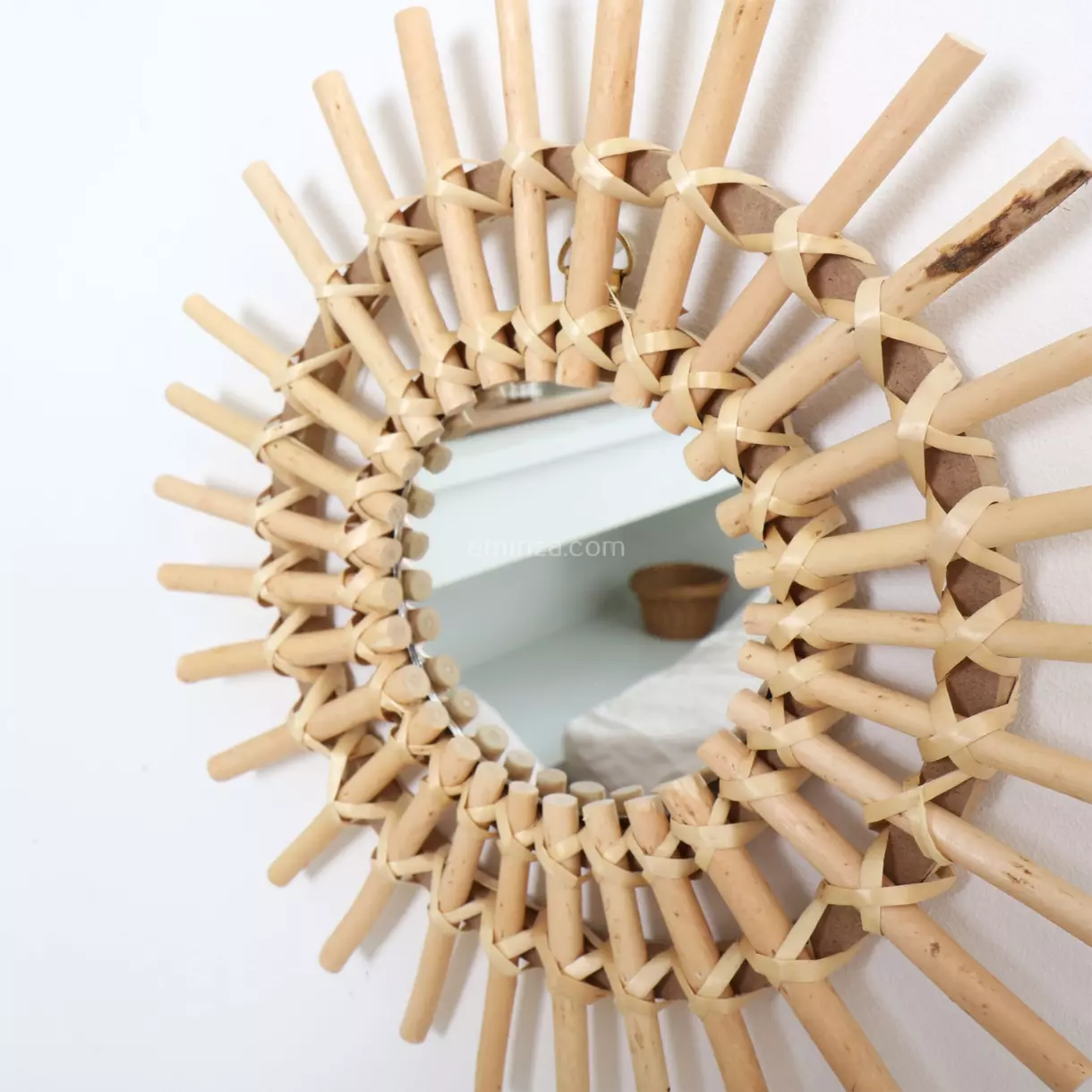 eminza Miroir en rotin (D30 cm) Soleil Naturel