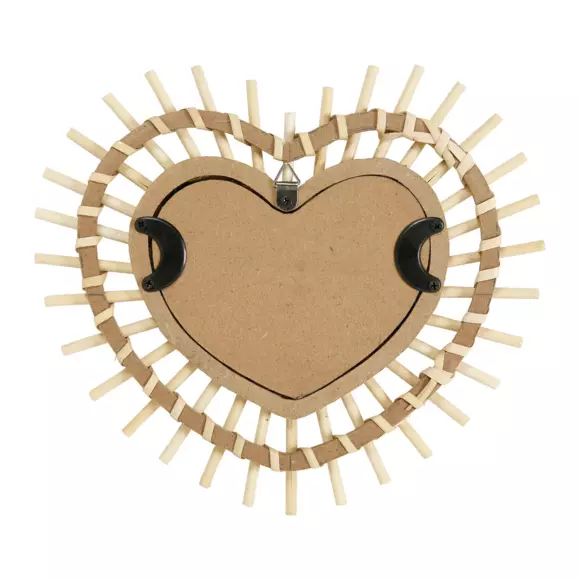 Eminza Miroir Mural En Bambou (H22 Cm) Coeur Naturel