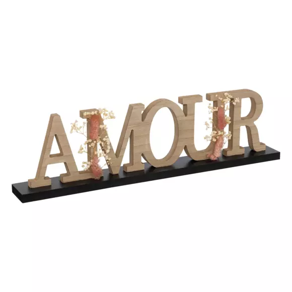 Eminza Mot à Poser En Bois "Amour" Fleuri