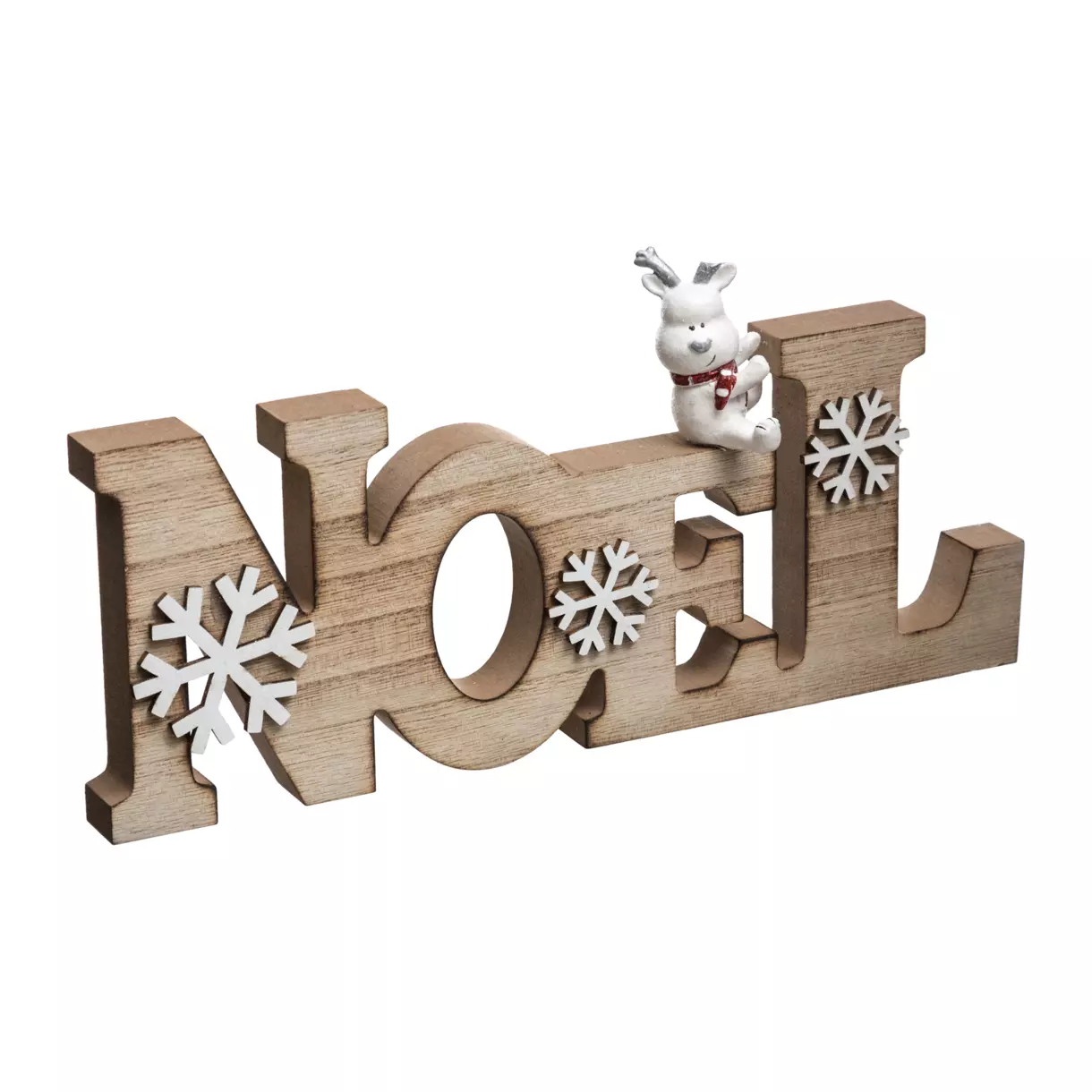 eminza Mot à poser "Noël" en bois Petit Renne