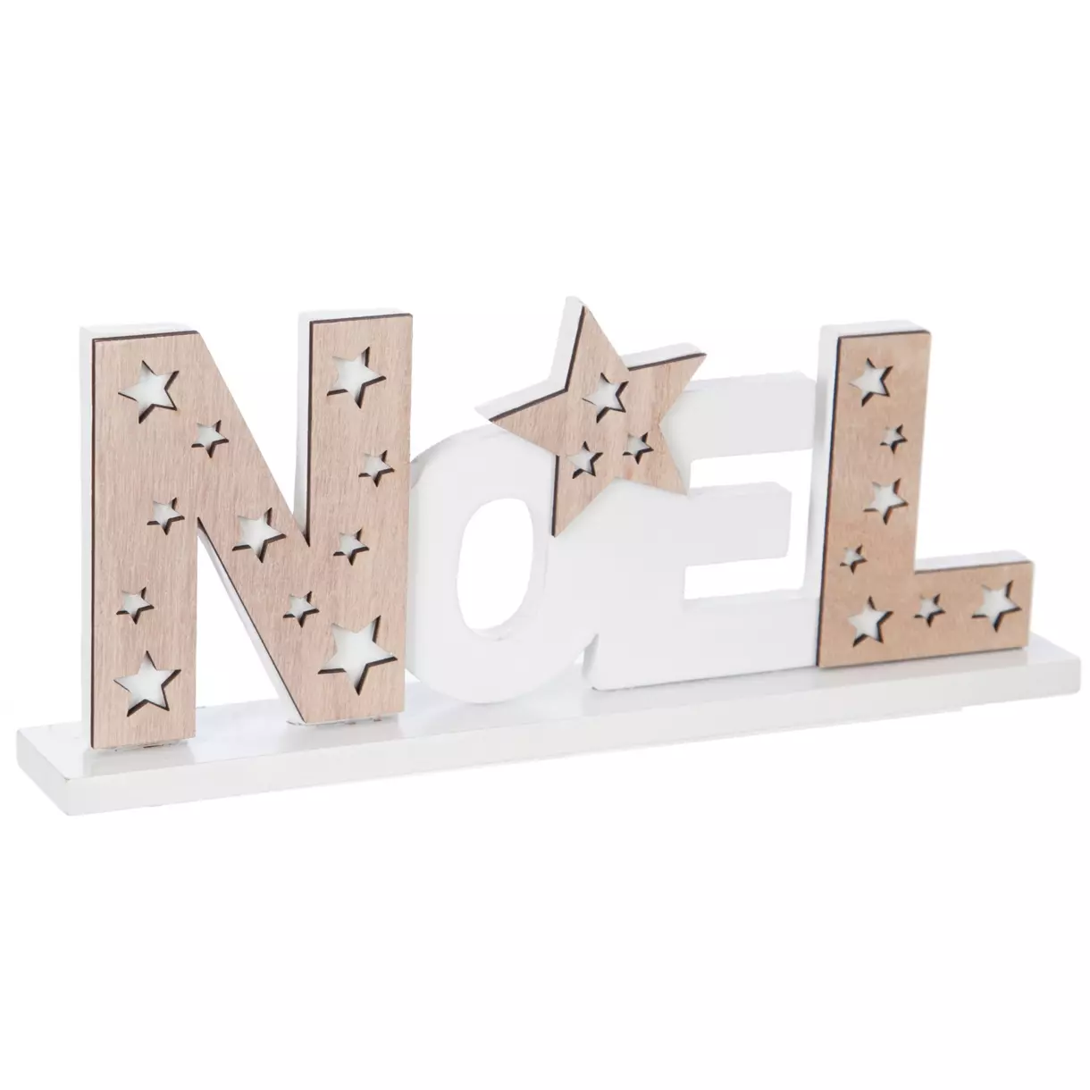 eminza Mot à poser "Noël" (H27 cm) Étoile en bois