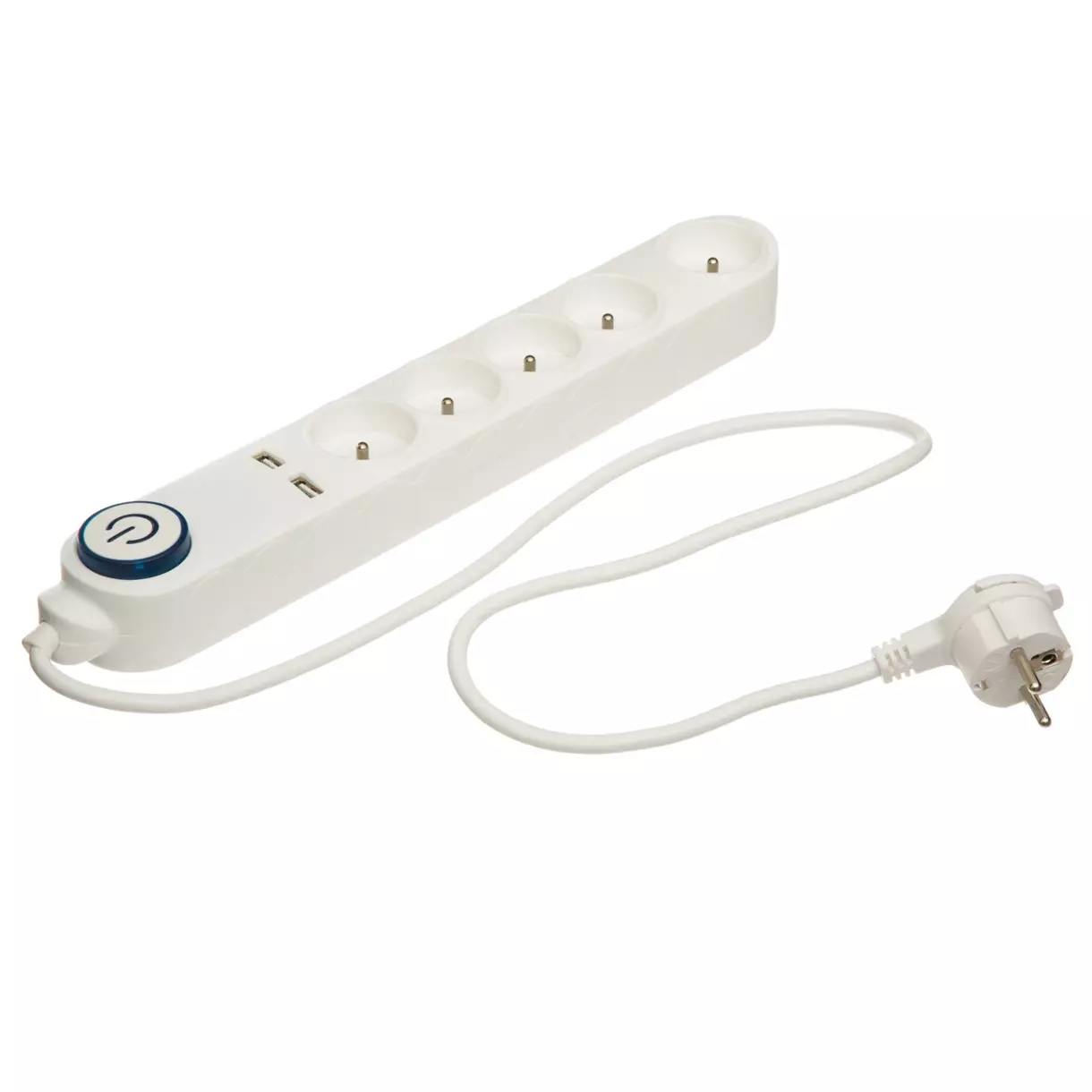 eminza Multiprise à 5 entrées et 2 ports USB