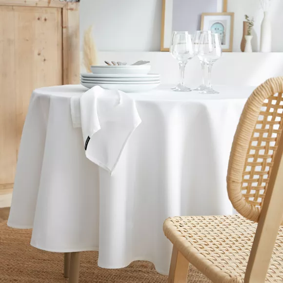Eminza Nappe Ronde Anti Tache (180 Cm) Elise Blanche