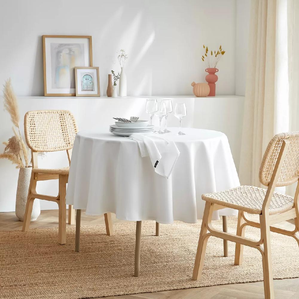 eminza Nappe ronde anti tache (180 cm) Elise Blanche