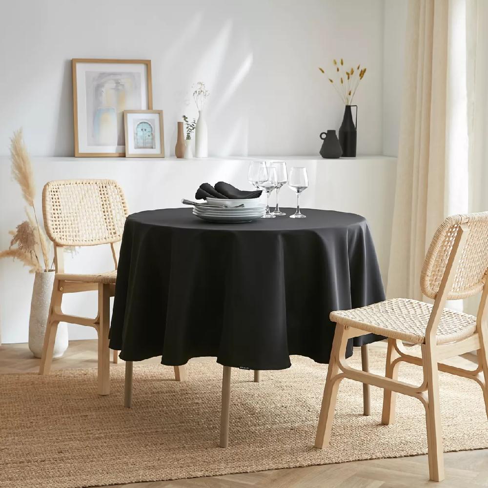 eminza Nappe ronde anti tache (180 cm) Elise Noire