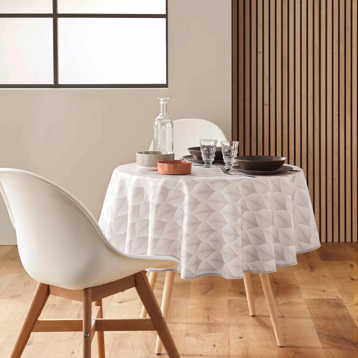 eminza Nappe ronde anti tache (180 cm) Kalini Beige