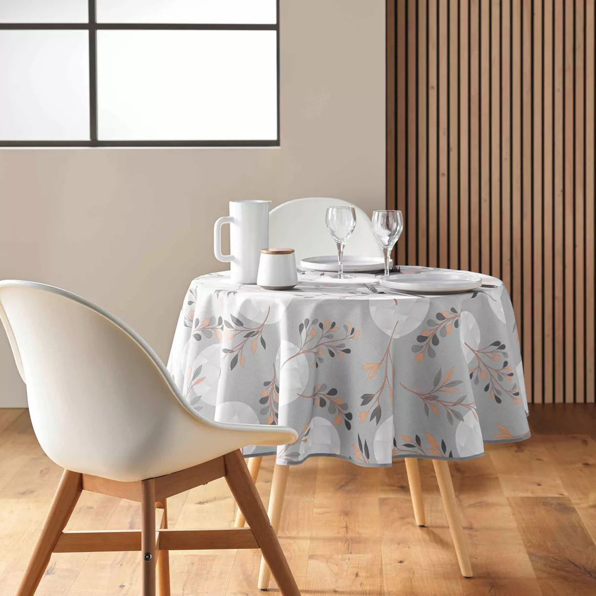 eminza Nappe ronde anti tache (180 cm) Manola Grise