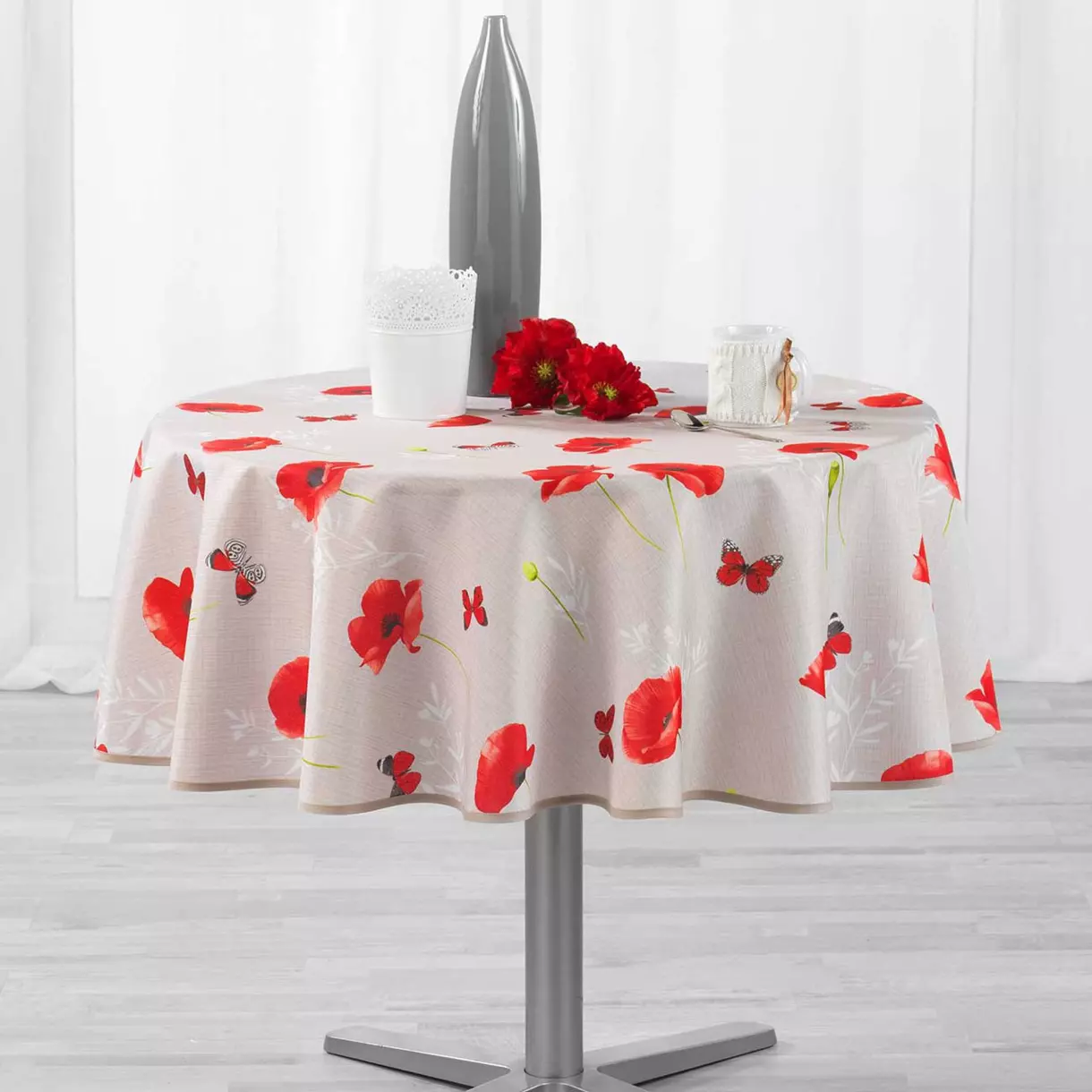 eminza Nappe ronde (D180 cm) Sweet Poppy Rouge