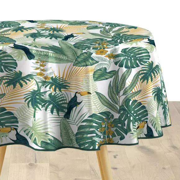Eminza Nappe Ronde Tissu PVC (D160 Cm) Guyana Verte
