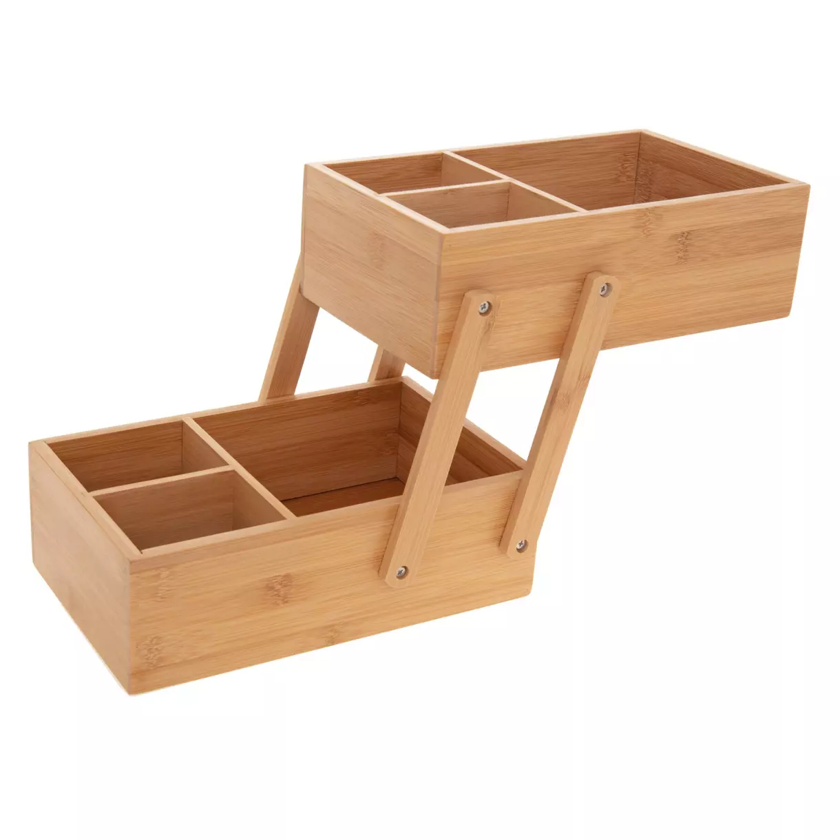 eminza Organisateur de maquillage 2 niveaux Bambou