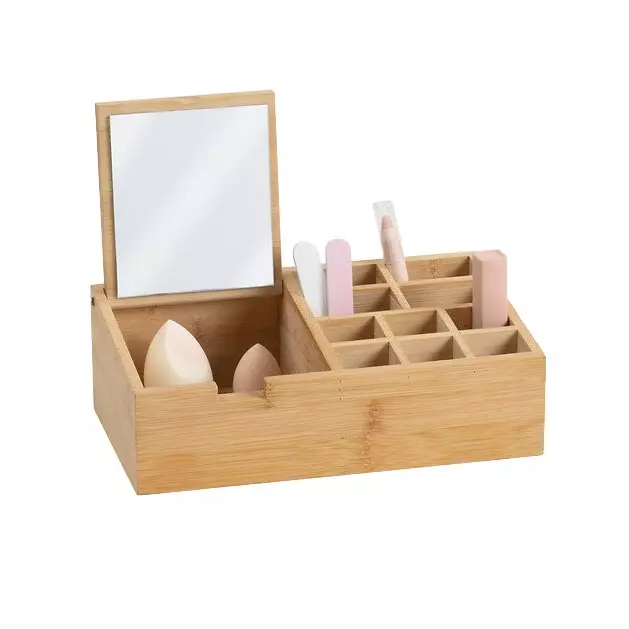 eminza Organiseur Miroir 10 compartiments Bambou
