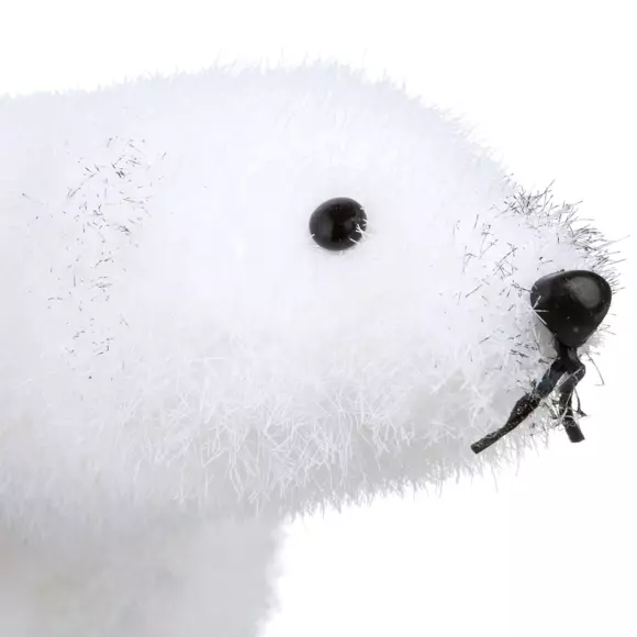 Eminza Ours Polaire Déco (H21 Cm) Plume Blanc