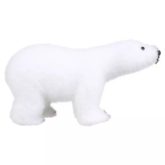 Eminza Ours Polaire Déco (H21 Cm) Plume Blanc
