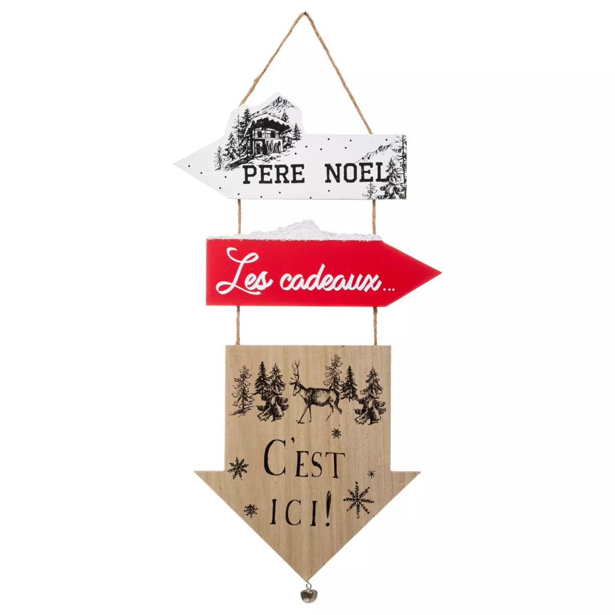 eminza Pancarte en bois (H51 cm) Flèches de Noël