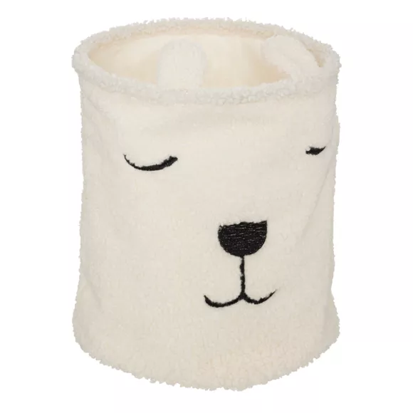 Eminza Panier à Jouets (H40 Cm) Bouclette Blanc