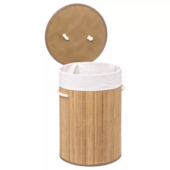 Eminza Panier à Linge Rond Bambou Naturel