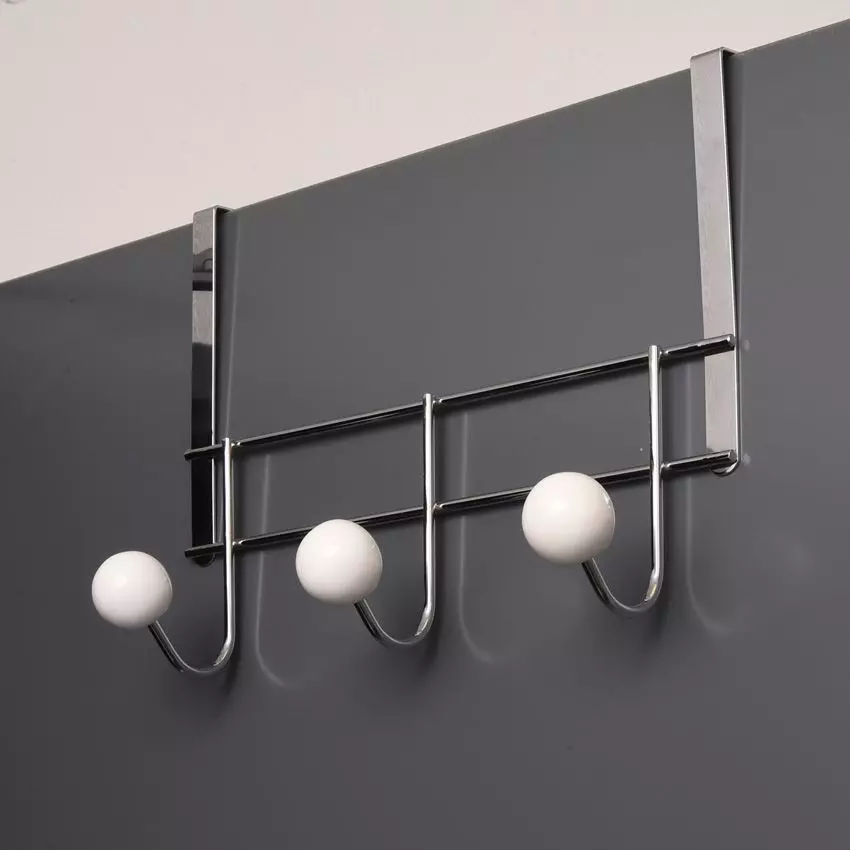 eminza Patère à suspendre 3 crochets Chrome - Blanc