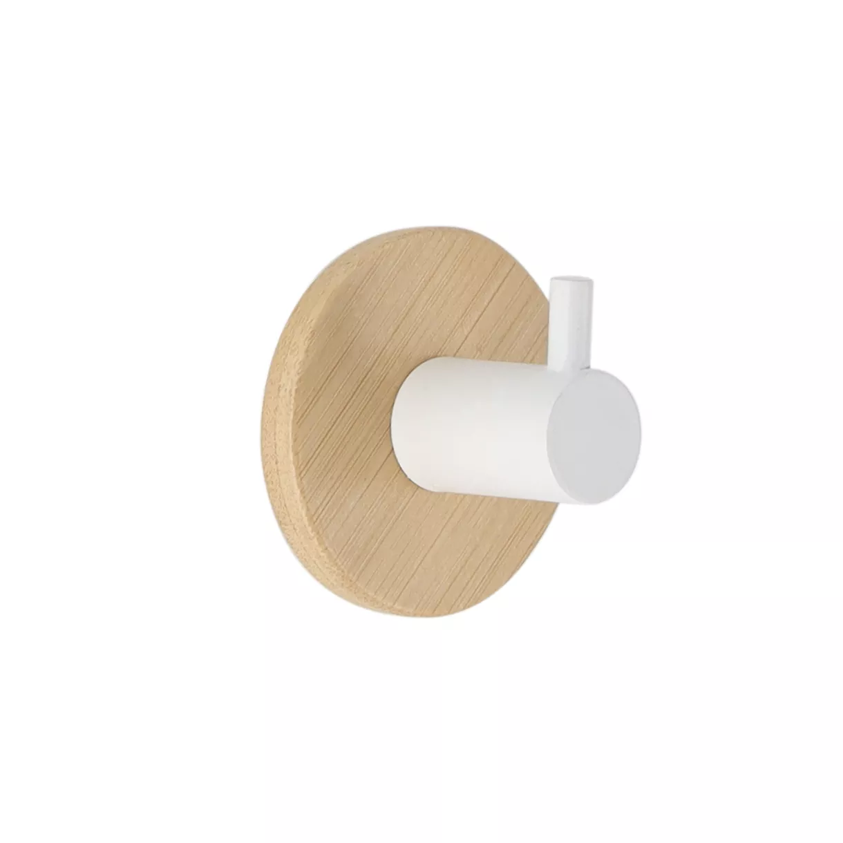 eminza Patère adhesive 3M bambou (D5 cm) Blanc