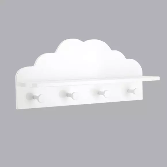 Eminza Patère Enfant Bois (L48 Cm) Nuage Blanche