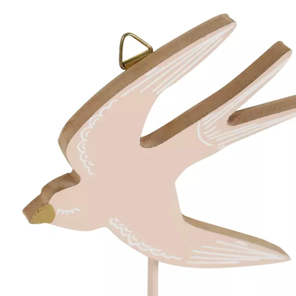 Eminza Patère Enfant Bois Oiseau Rose