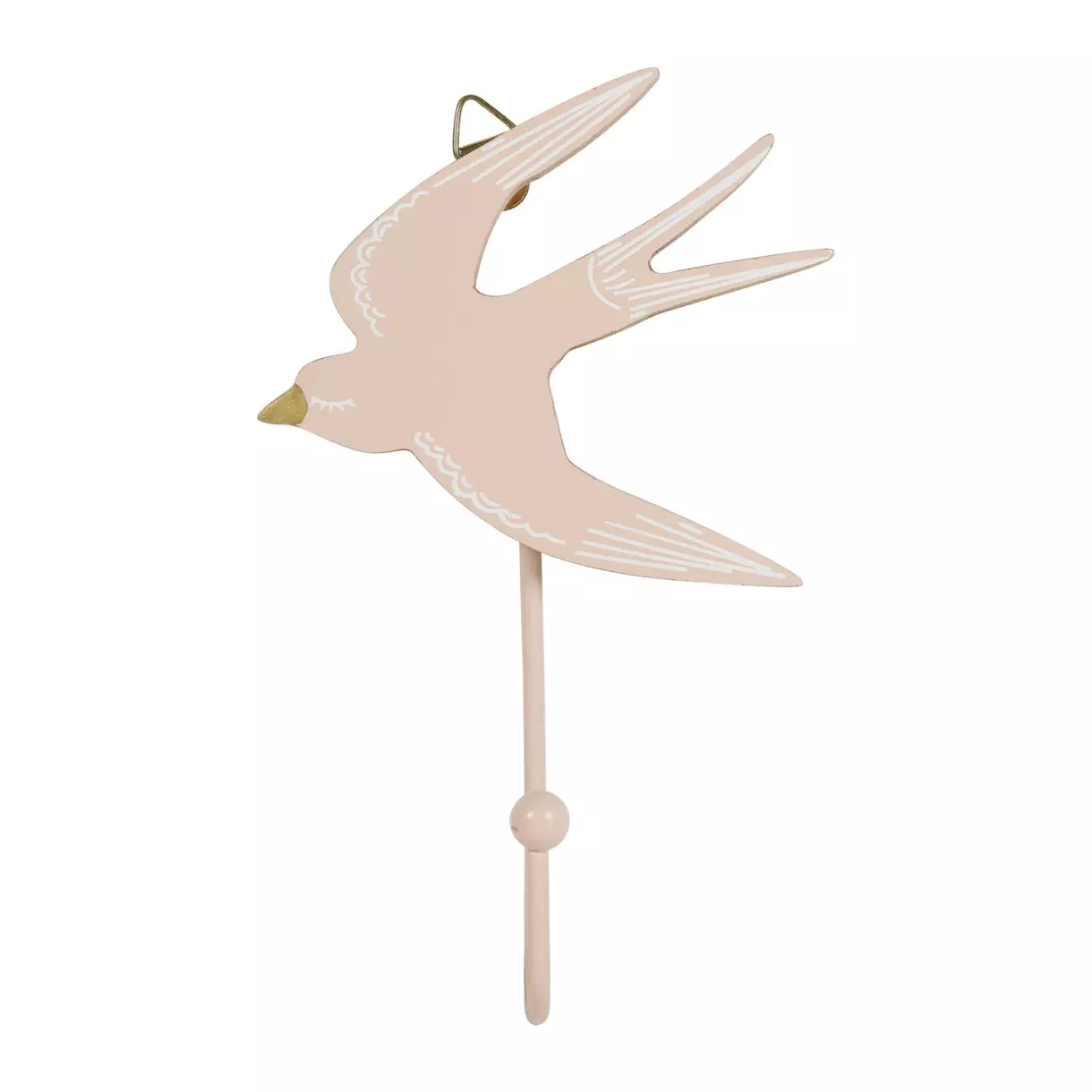 eminza Patère enfant bois Oiseau Rose