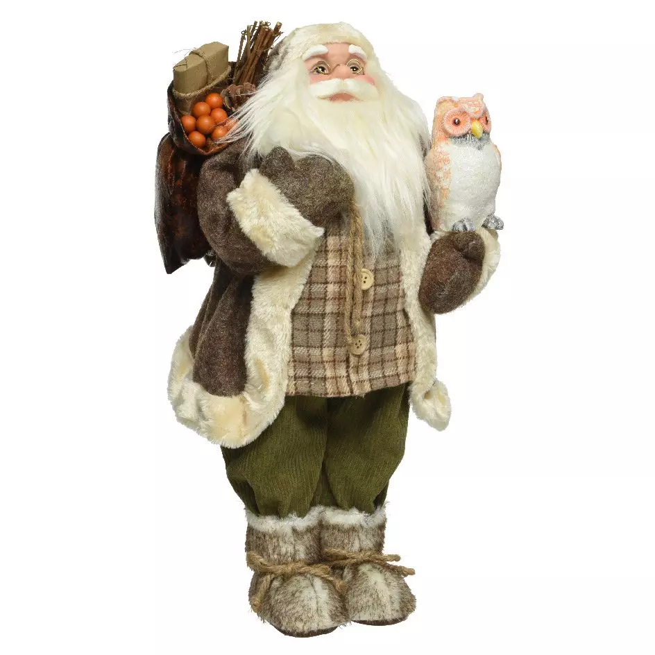 eminza Père Noël traditionnel (H60 cm) et son hibou