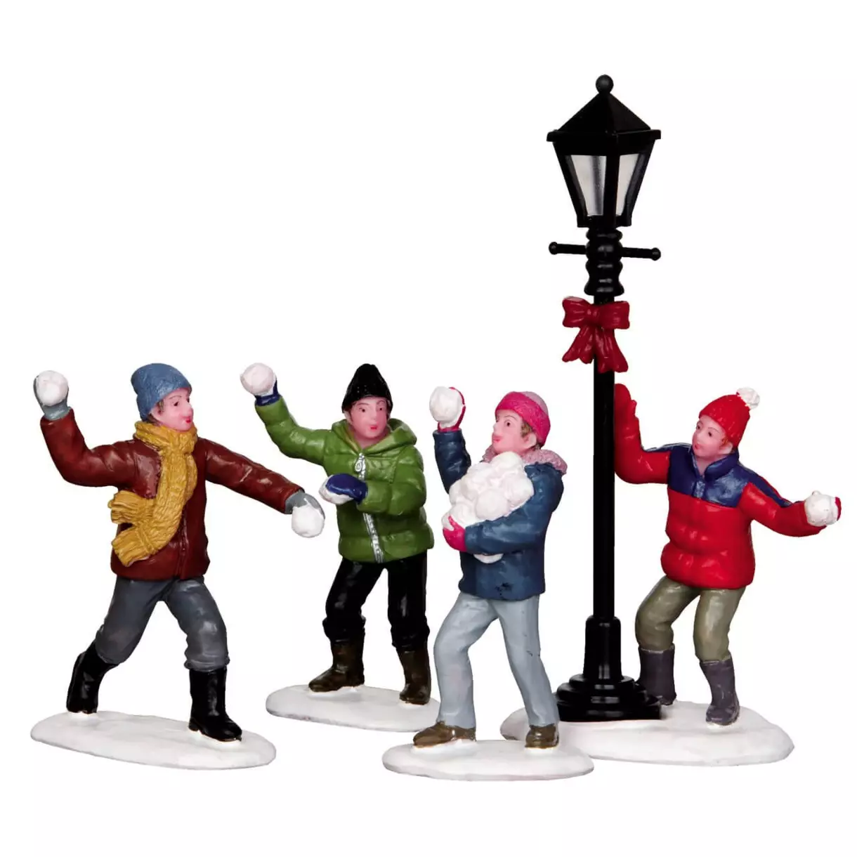 eminza Personnages Lemax Bataille dans la neige