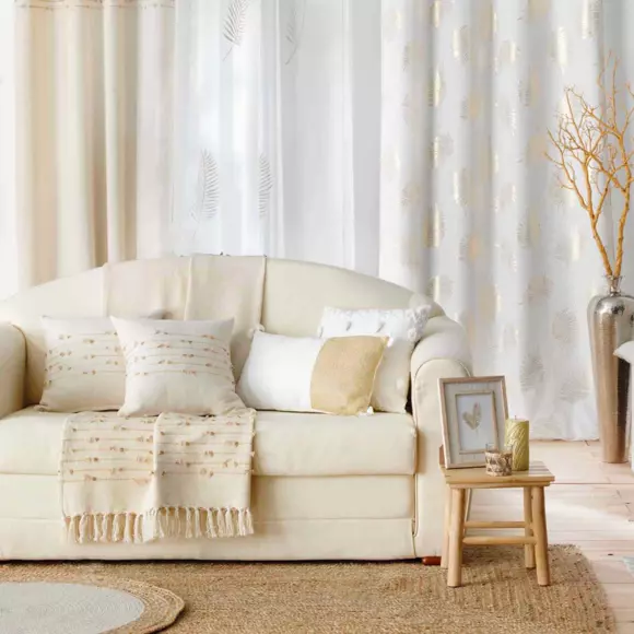 Eminza Plaid Coton (120 X 150 Cm) Golden Sunset Ecru